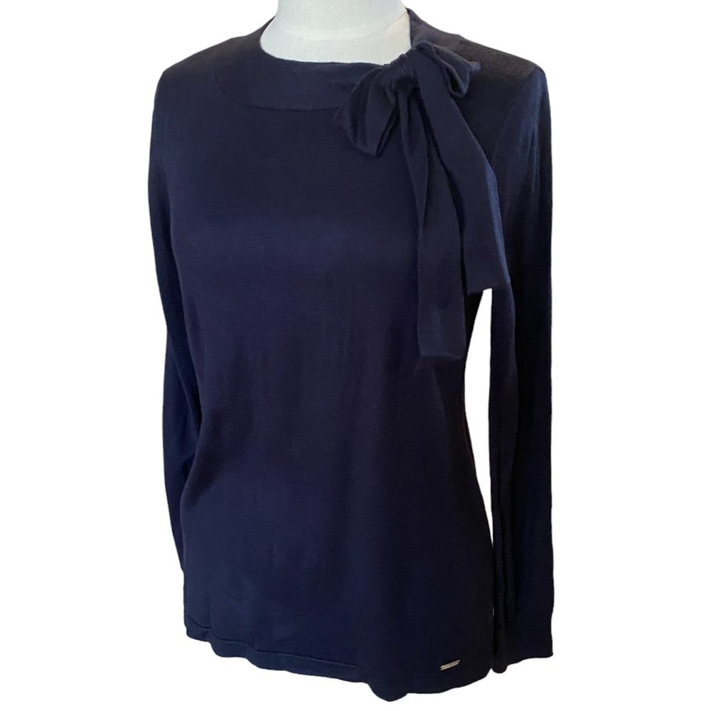 Calvin Klein Bow Tie Neck Sweater Black French Girl Parisian Carolyn Kennedy-S